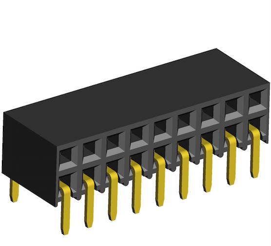 2.54mm Socket Double Rows Three Sides Contact Horizontal Entry Dip Type.(H=6.1)